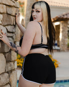 Women's Black & White Coastline Gym - to - Swim Shorts - Dixxon Flannel Co.