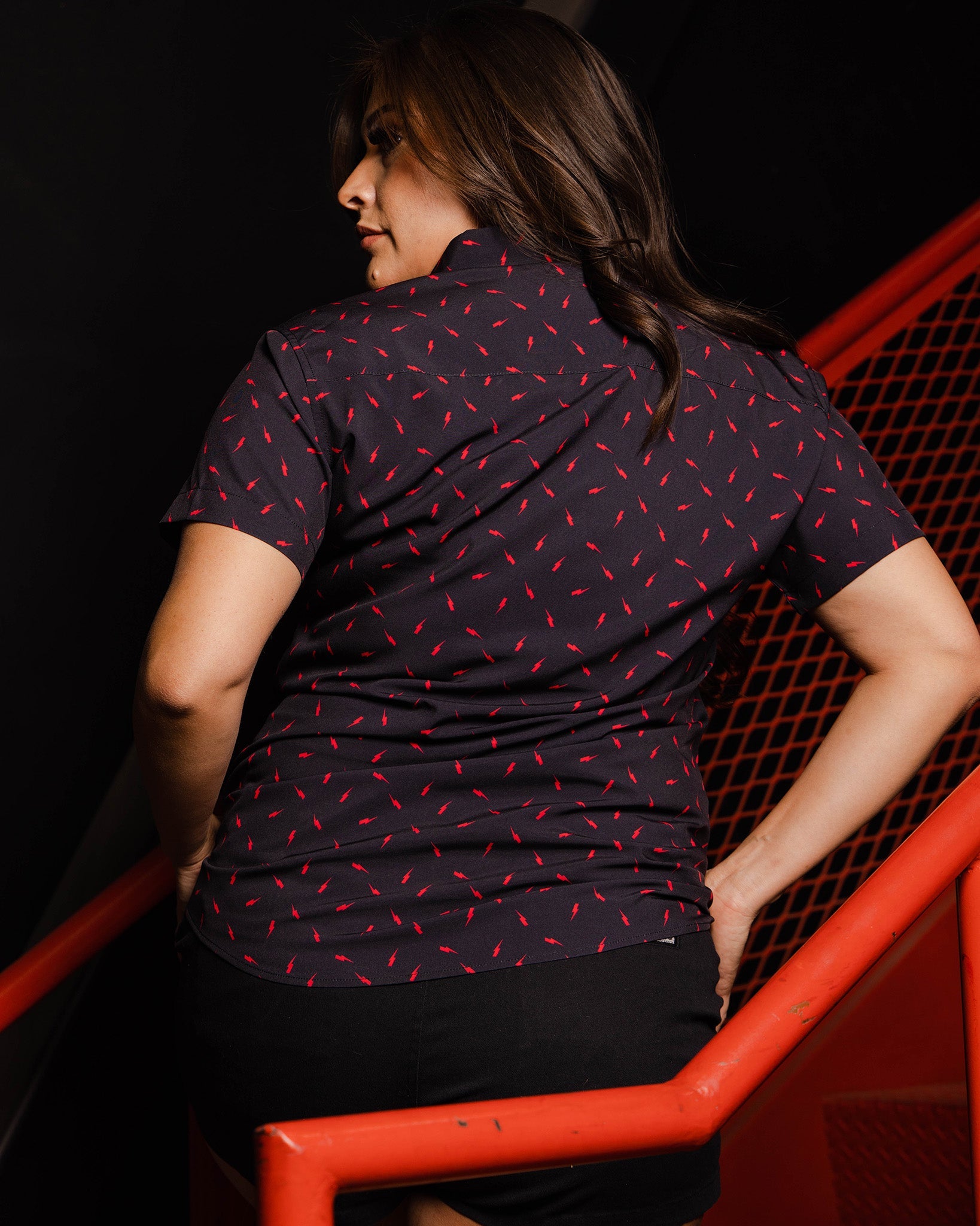 Women's Bolt Party Shirt - Black & Red - Dixxon Flannel Co.