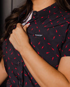 Women's Bolt Party Shirt - Black & Red - Dixxon Flannel Co.