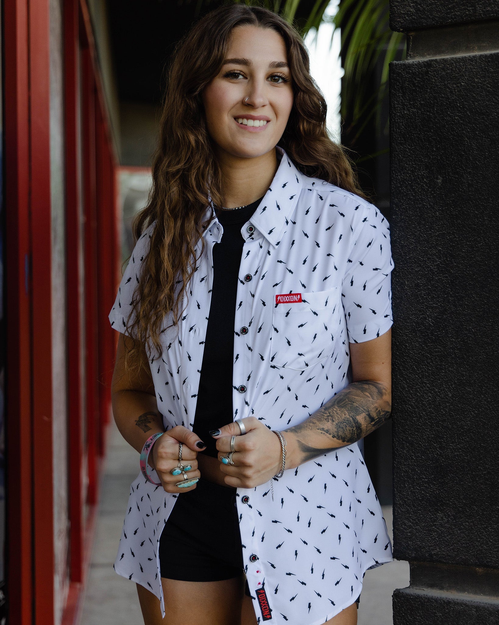 Women's Bolt Party Shirt - Black & White - Dixxon Flannel Co.