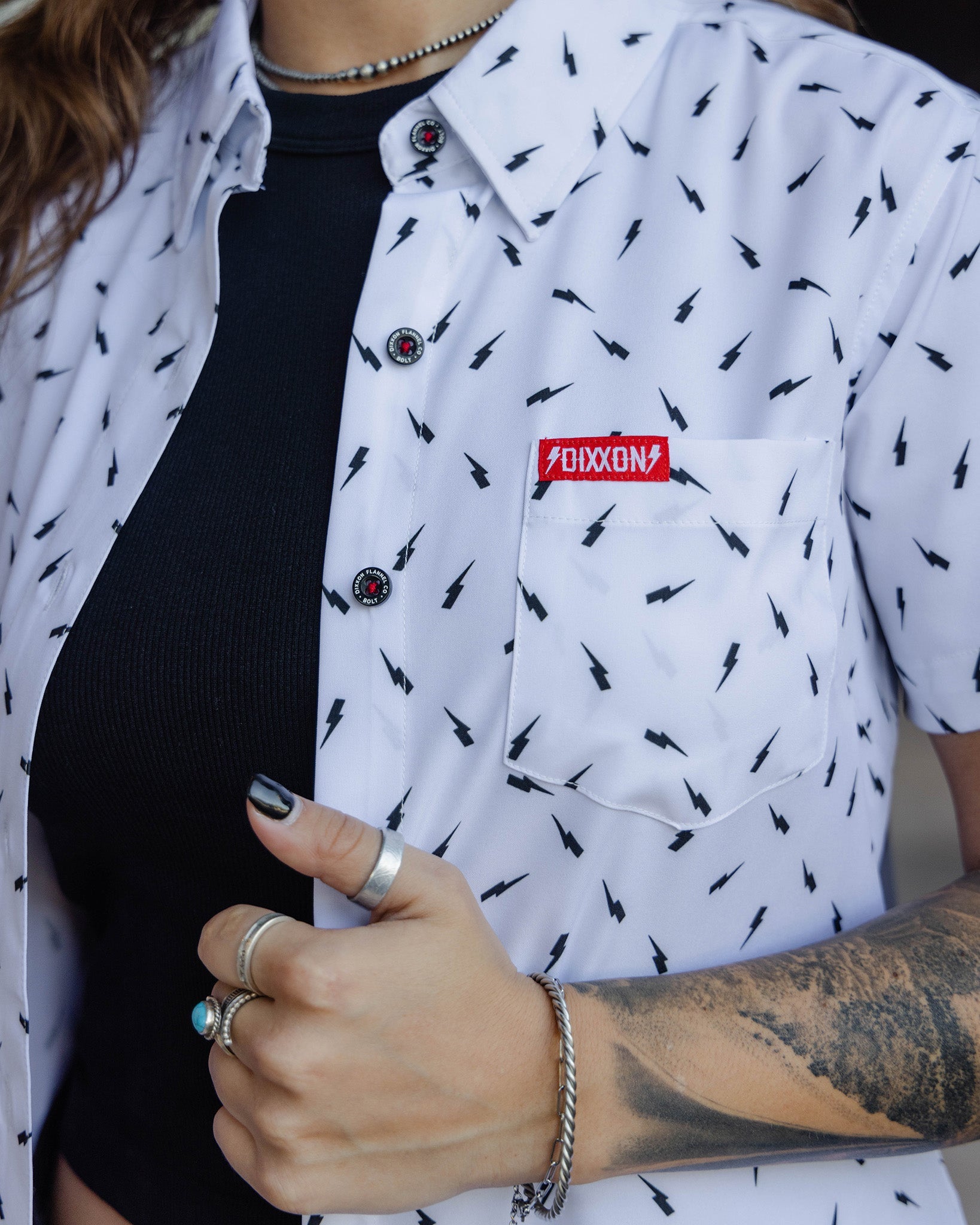 Women's Bolt Party Shirt - Black & White - Dixxon Flannel Co.