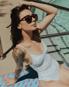 Women's Cindi One Piece Swimsuit - White Marble - Dixxon Flannel Co.