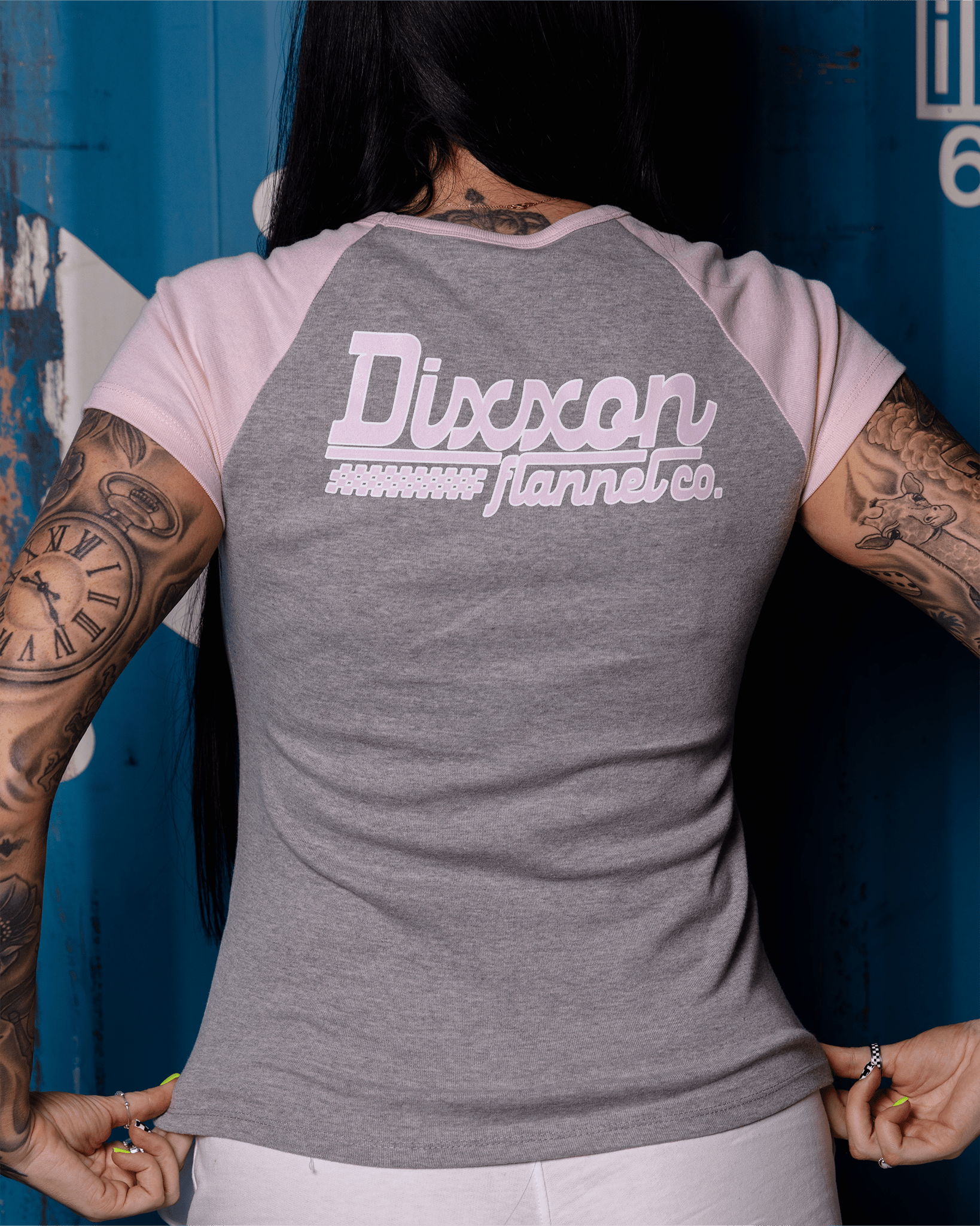 Women's Circuit Raglan Tee - Gray & Pink - Dixxon Flannel Co. view 2