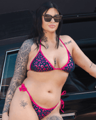 Women's Cougar Hunter String Bikini Bottom - Pink & Navy - Dixxon Flannel Co.
