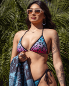 Women's Cougar Hunter String Bikini Top - Pink & Aqua - Dixxon Flannel Co.