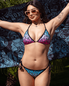 Women's Cougar Hunter String Bikini Top - Pink & Aqua - Dixxon Flannel Co.