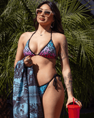 Women's Cougar Hunter String Bikini Top - Pink & Aqua - Dixxon Flannel Co.