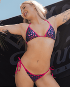 Women's Cougar Hunter String Bikini Top - Pink & Navy - Dixxon Flannel Co.