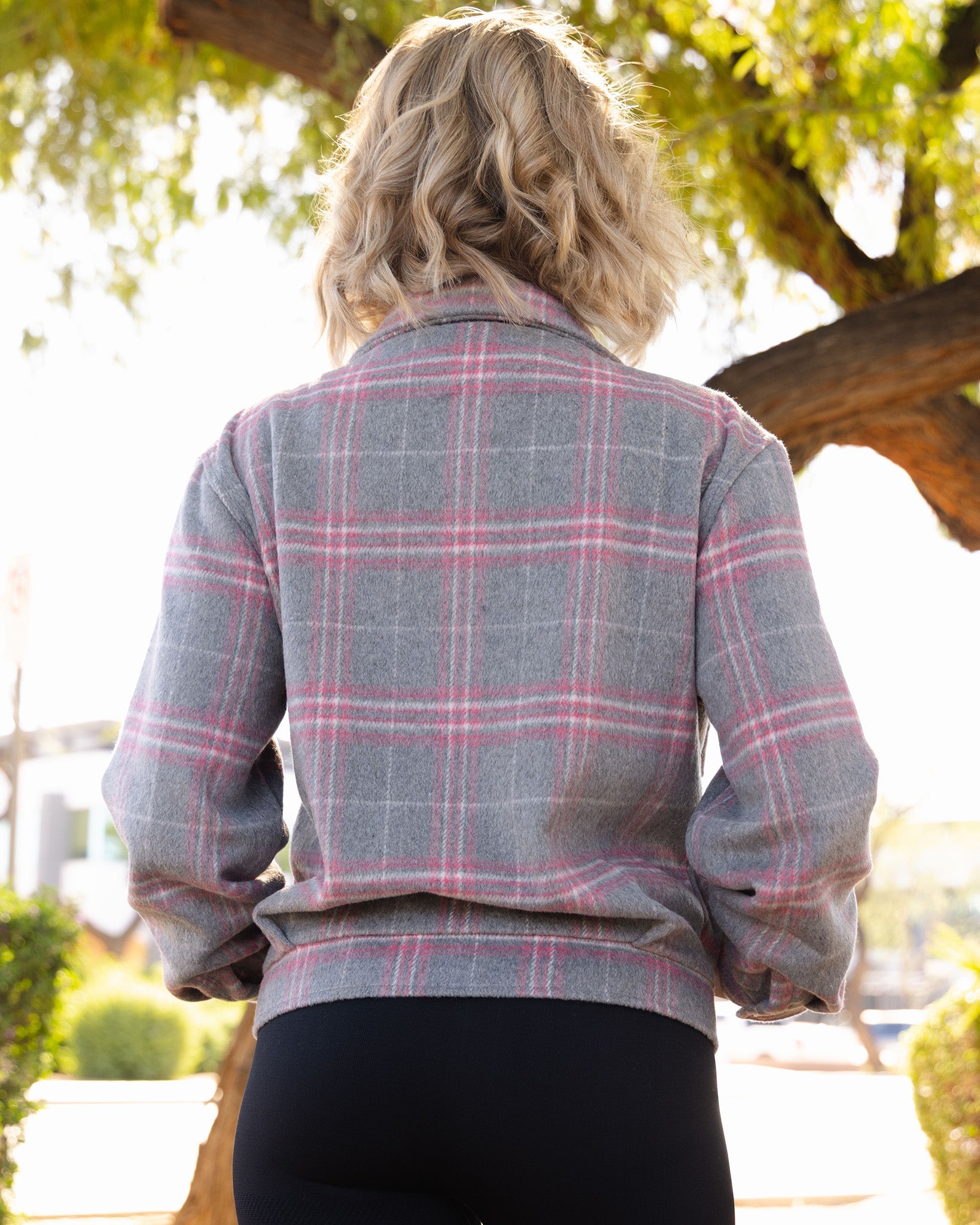 Women's Cropped Shacket - Gray & Pink - Dixxon Flannel Co.