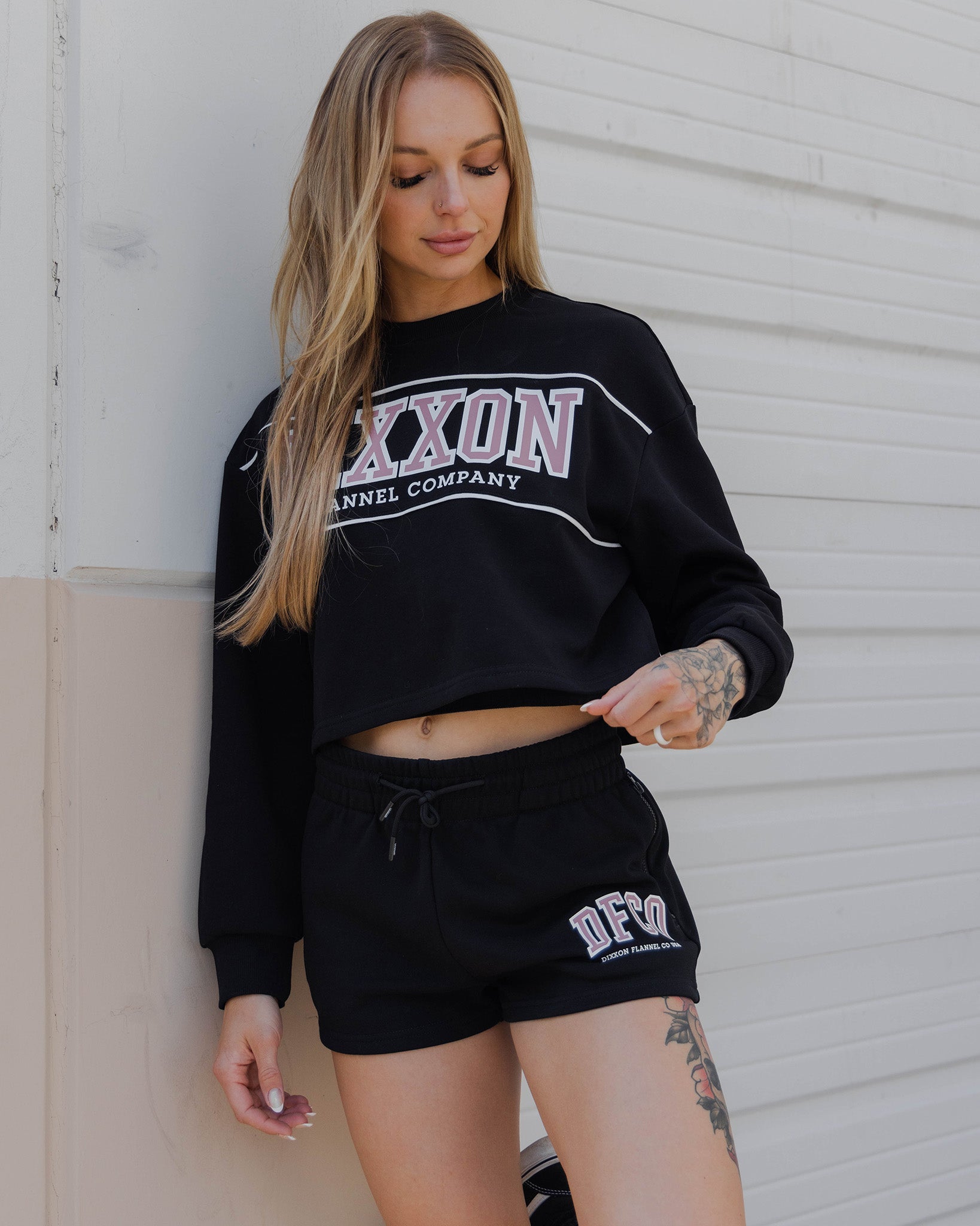 Women's DFCO Cropped Crewneck Sweatshirt - Black - Dixxon Flannel Co.