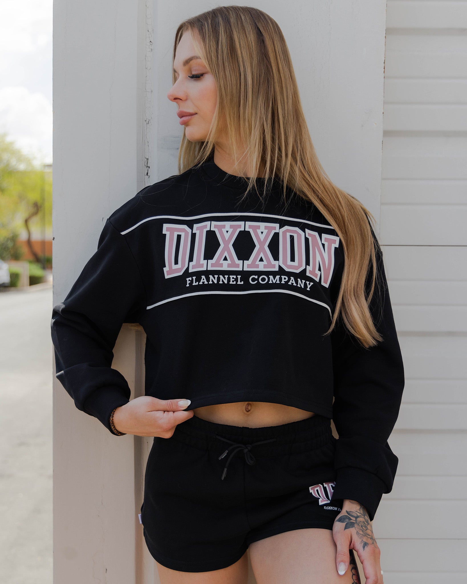 Women's DFCO Cropped Crewneck Sweatshirt - Black - Dixxon Flannel Co.