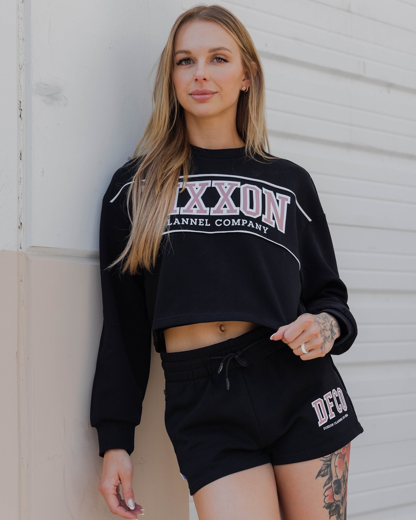 Women's DFCO Cropped Crewneck Sweatshirt - Black - Dixxon Flannel Co.