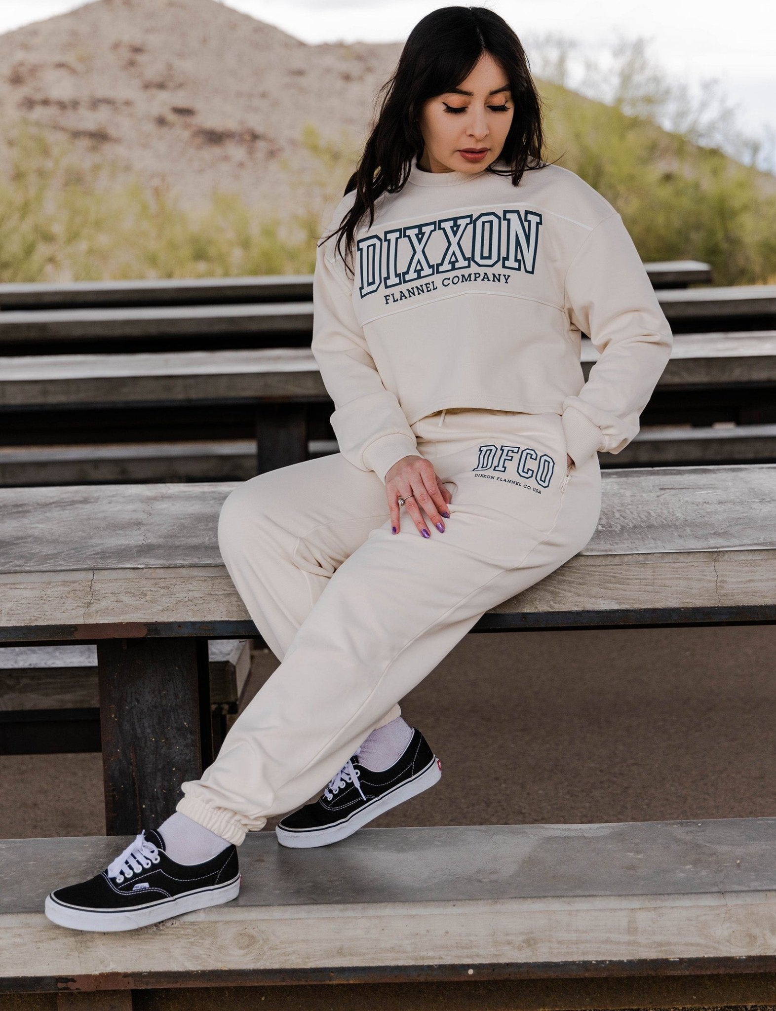 Women's DFCO Cropped Crewneck Sweatshirt - Bone - Dixxon Flannel Co.