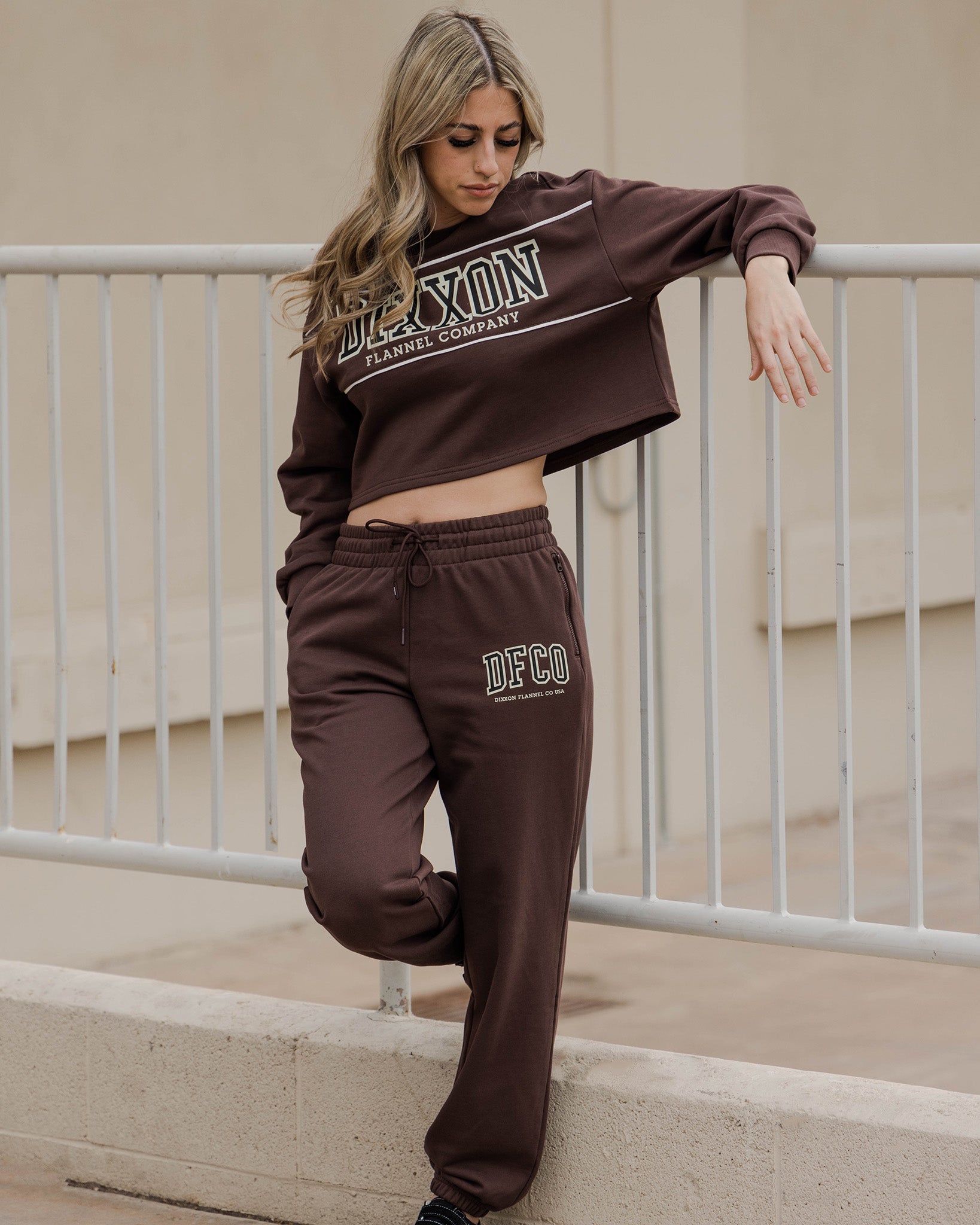 Women's DFCO Cropped Crewneck Sweatshirt - Brown | Dixxon Flannel Co.