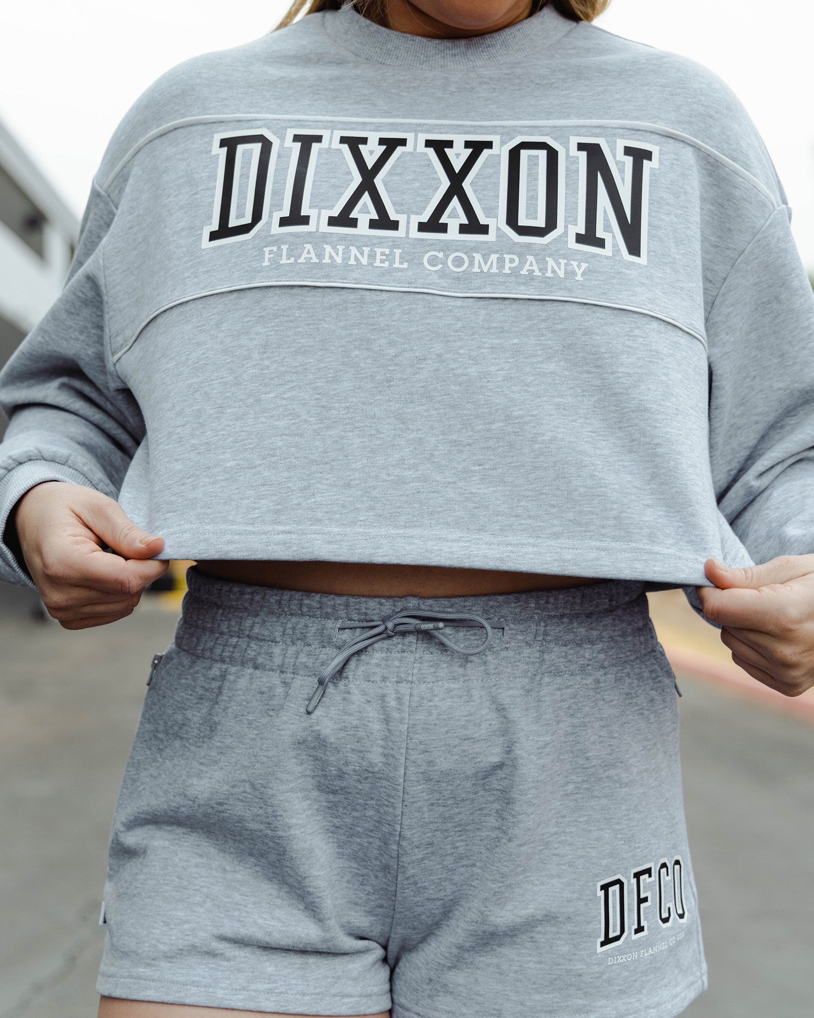 Women's DFCO Cropped Crewneck Sweatshirt - Heather Gray - Dixxon Flannel Co.