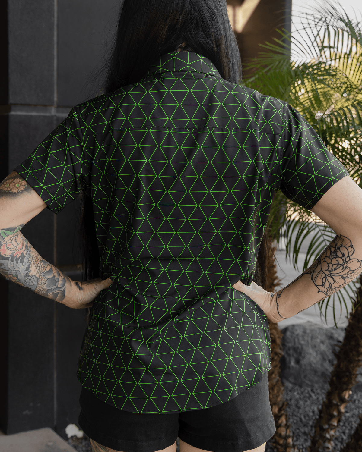 Women's Enigma Party Shirt - Black & Green - Dixxon Flannel Co. view 3