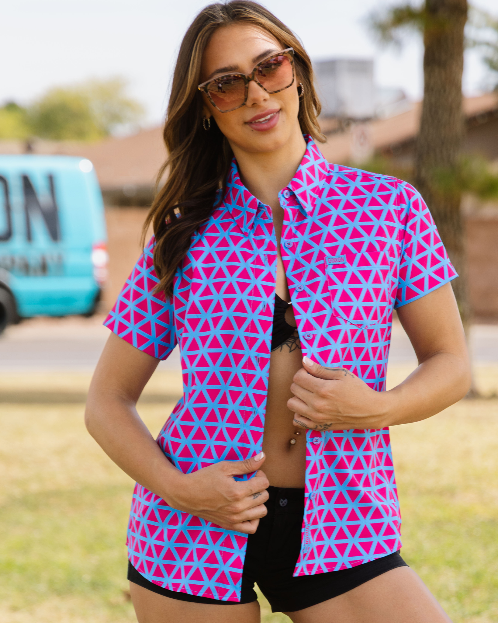 Women's Enigma Party Shirt - Pink & Blue - Dixxon Flannel Co.
