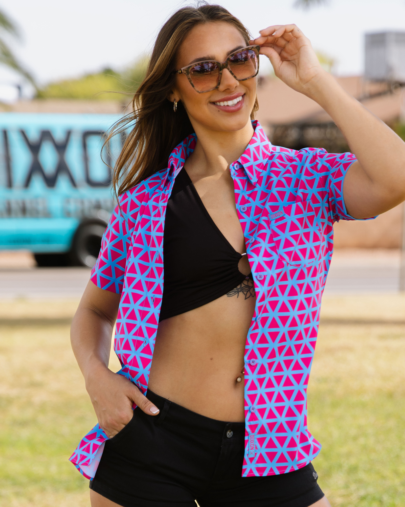 Women's Enigma Party Shirt - Pink & Blue - Dixxon Flannel Co.