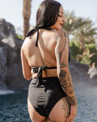 Women's Essential High Waisted Bikini Bottom - Black Corcovado Camo - Dixxon Flannel Co.