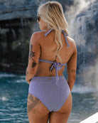 Women's Essential High Waisted Bikini Bottom - Blue & White Stripes - Dixxon Flannel Co.