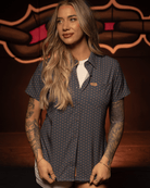 Women's F Bomb Party Shirt - Charcoal & Peach - Dixxon Flannel Co.
