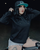Women's Gray Crest Lightweight Pullover Hoodie - Black - Dixxon Flannel Co.