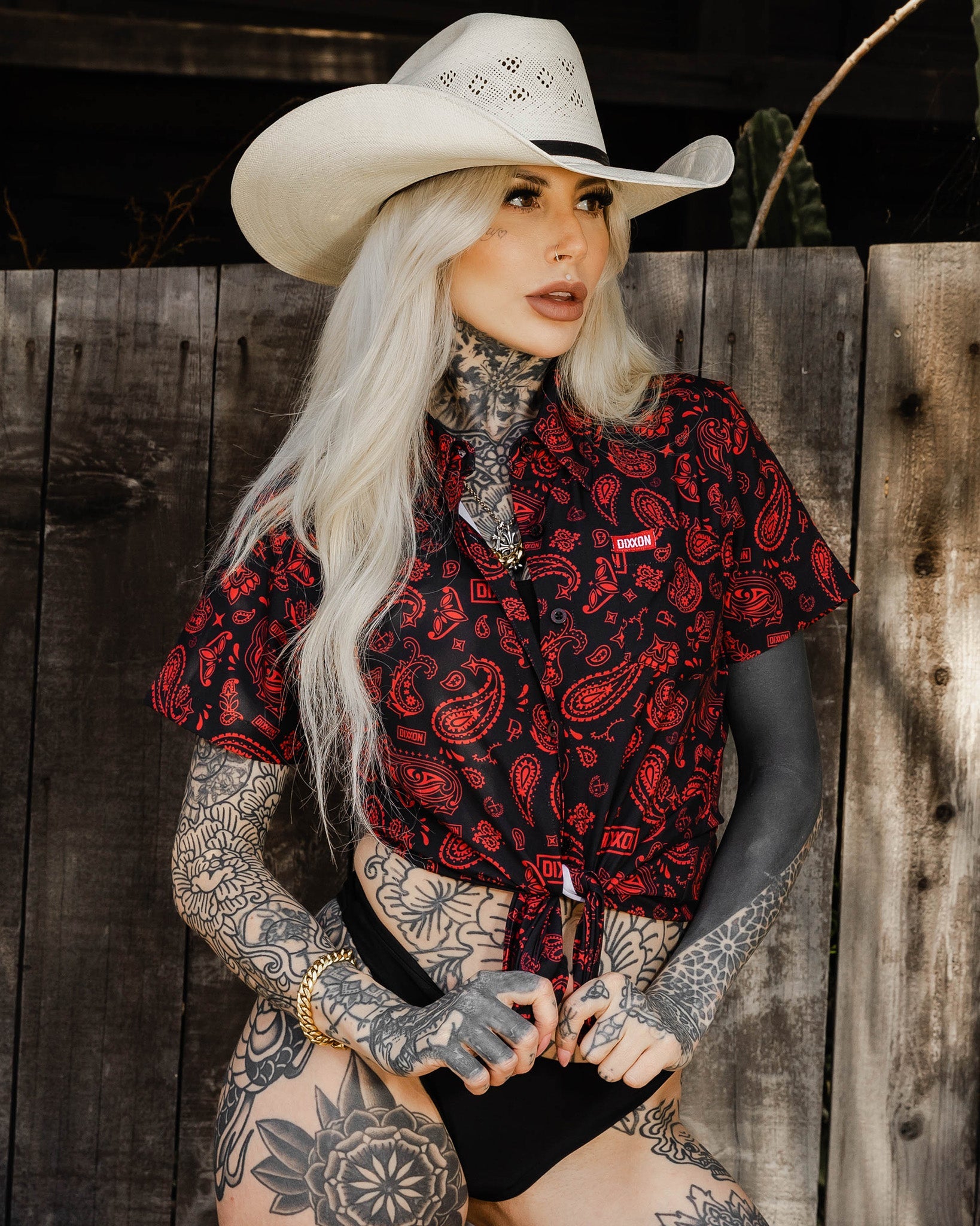 Women's Hankie Party Shirt - Black & Red - Dixxon Flannel Co.