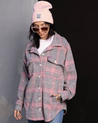 Women's Long Shacket - Gray & Pink - Dixxon Flannel Co.