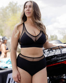 Women's Luxe Black Mesh High Waisted Bikini Bottom - Dixxon Flannel Co.