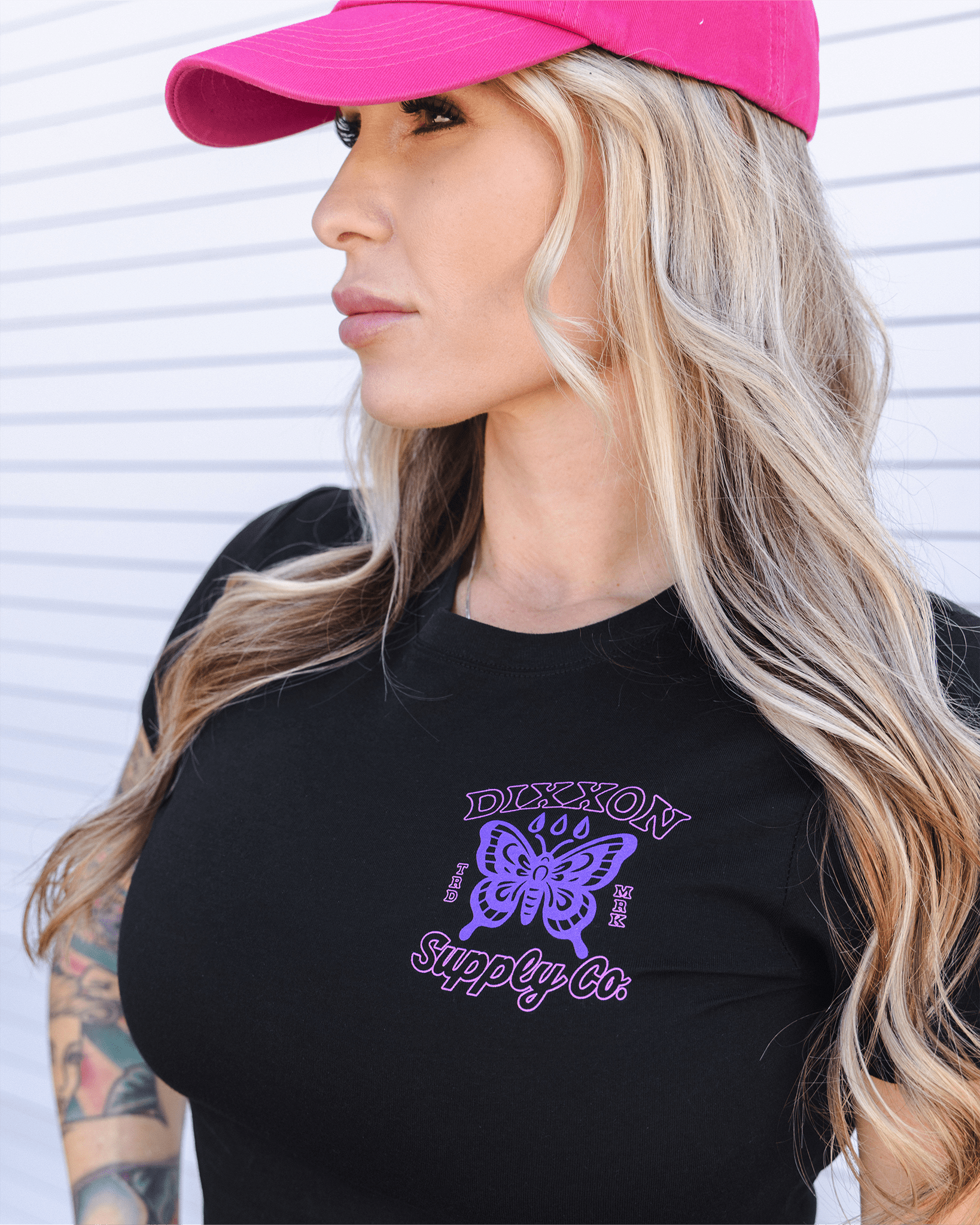 Women's Mariposa Fitted T-Shirt- Black - Dixxon Flannel Co.