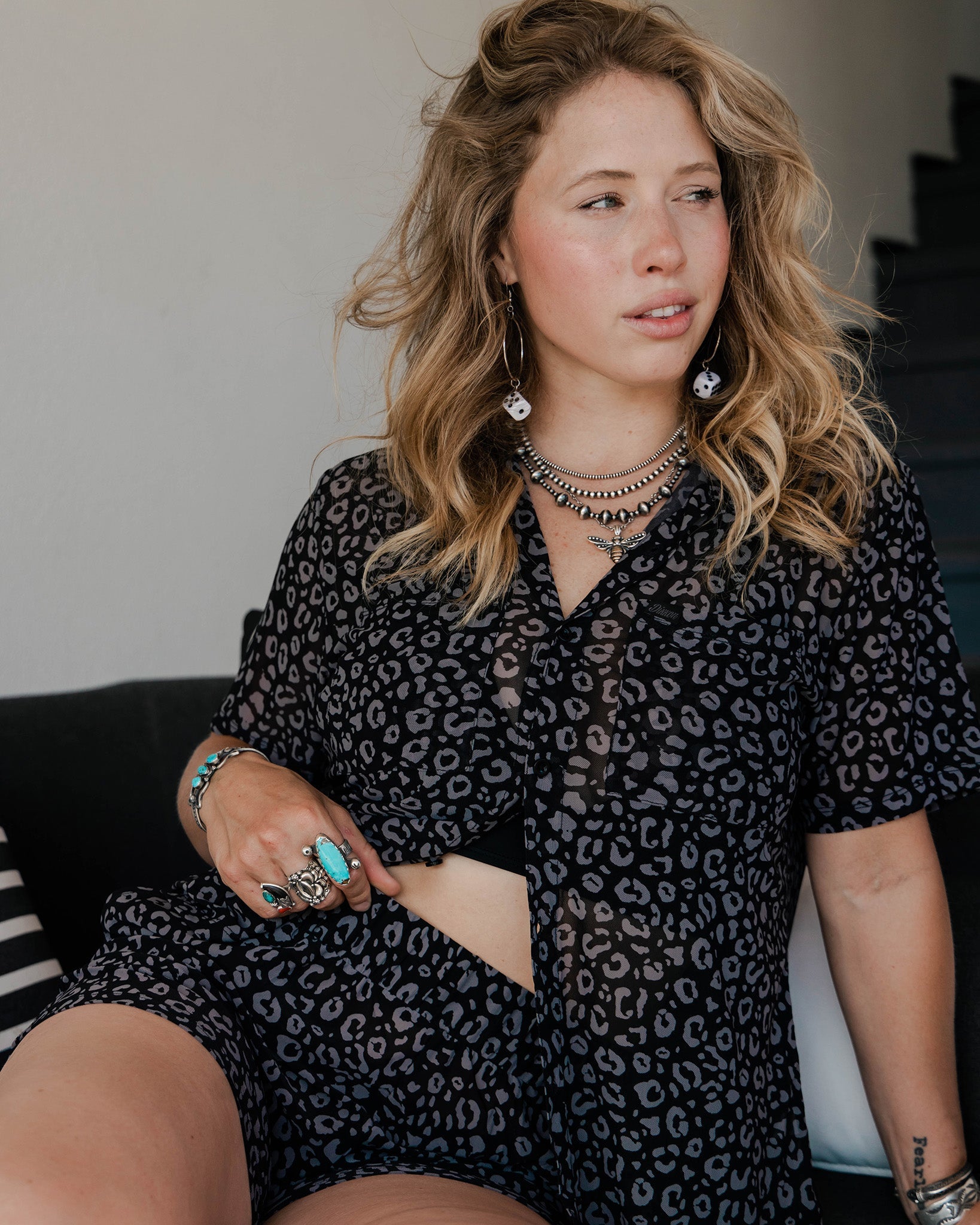 Women's Mesh Cover Up Button Up - Black Leopard - Dixxon Flannel Co.