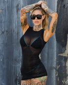 Women's Mesh Cover Up Dress - Black - Dixxon Flannel Co.