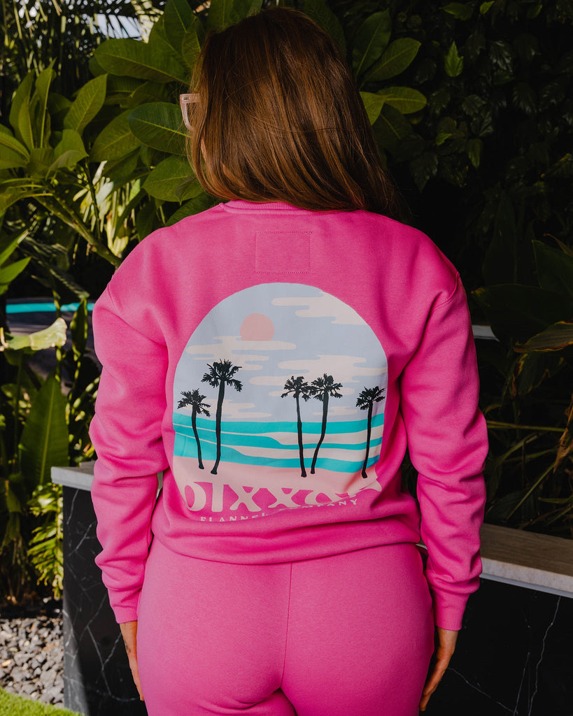 Women's Ocean Front Crewneck Sweatshirt - Pink - Dixxon Flannel Co.