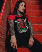 Women's Pain Is Beauty Raglan Tee - Black & Red - Dixxon Flannel Co.