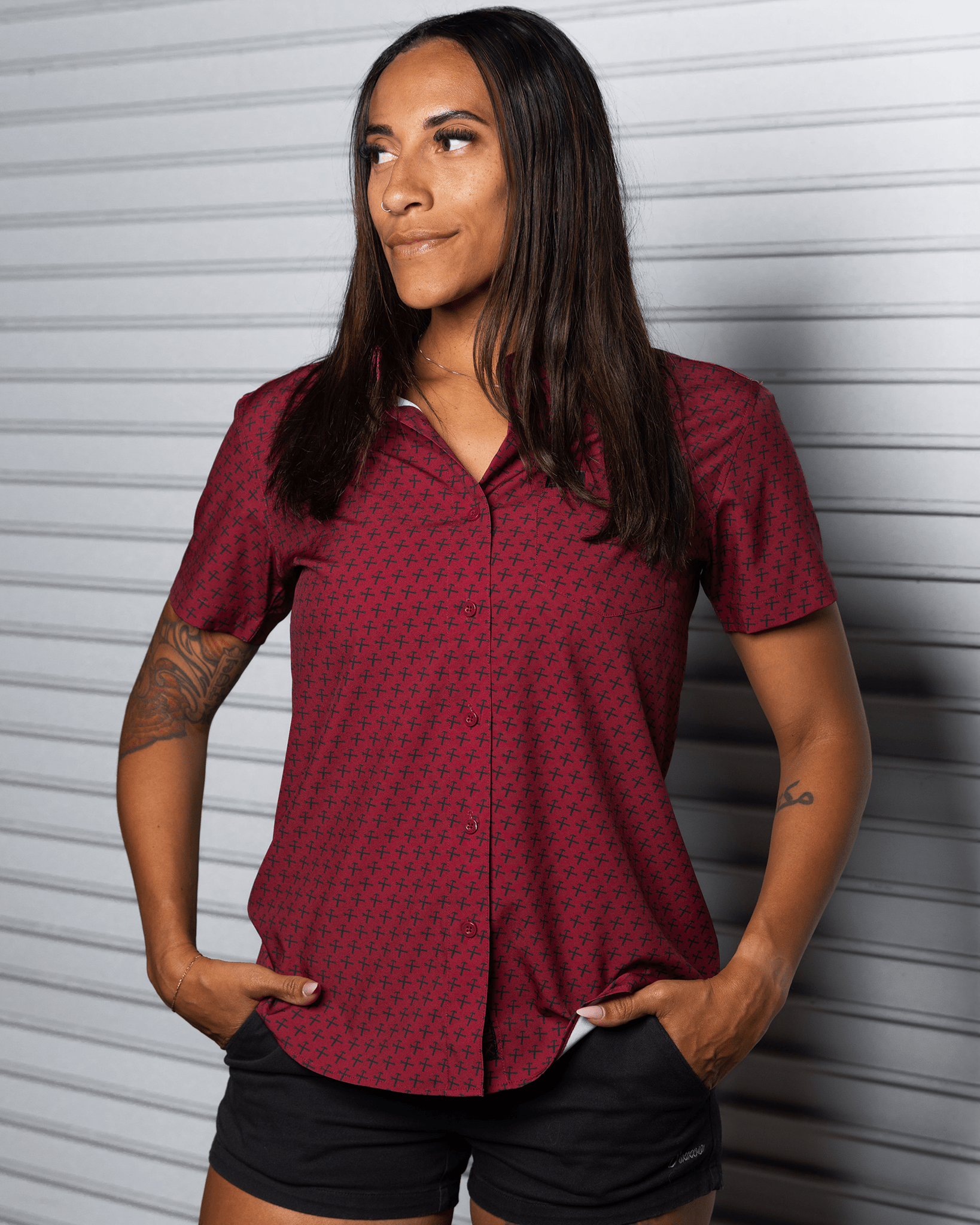 Women's Party Hammers Party Shirt - Maroon & Black - Dixxon Flannel Co.