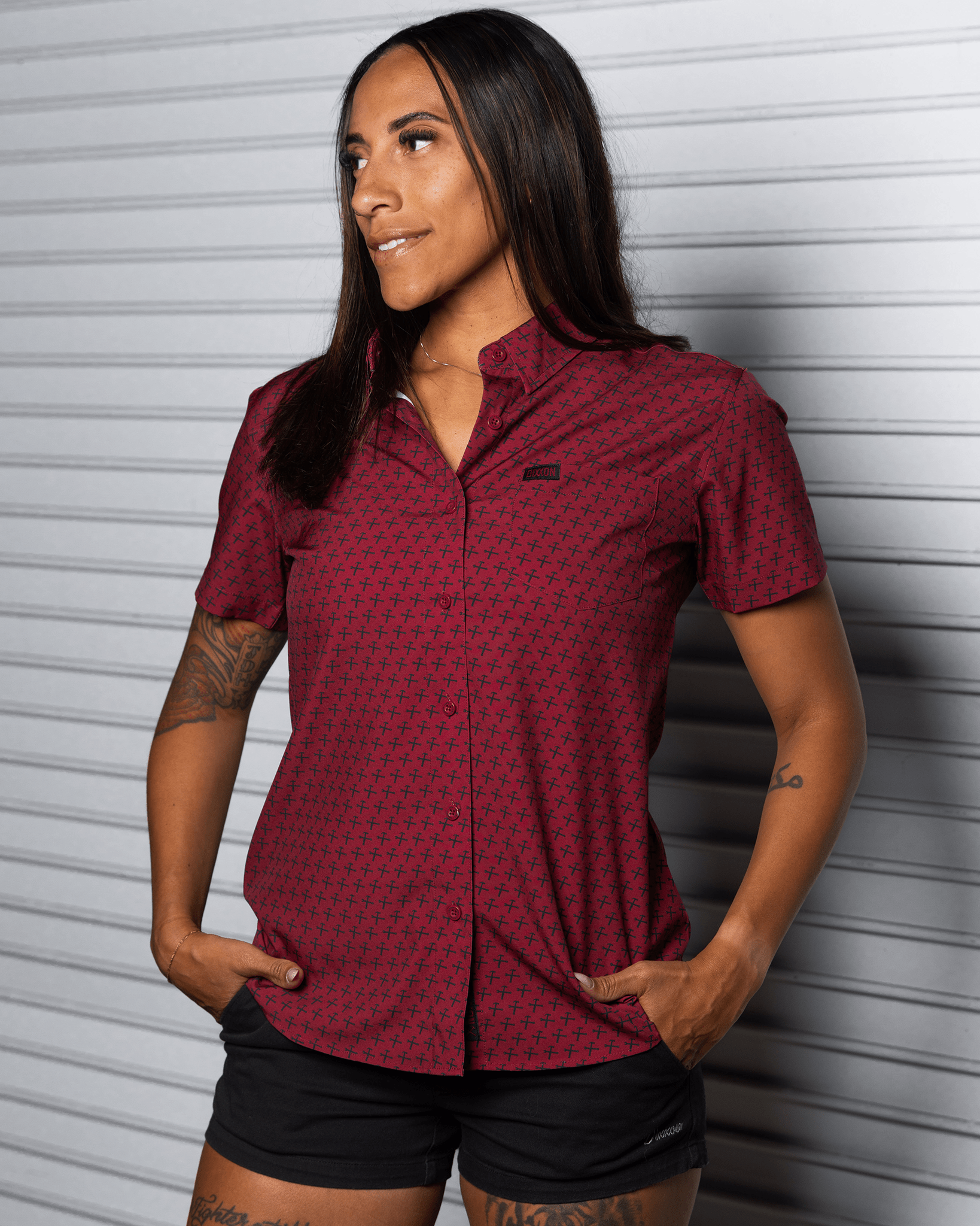 Women's Party Hammers Party Shirt - Maroon & Black - Dixxon Flannel Co.