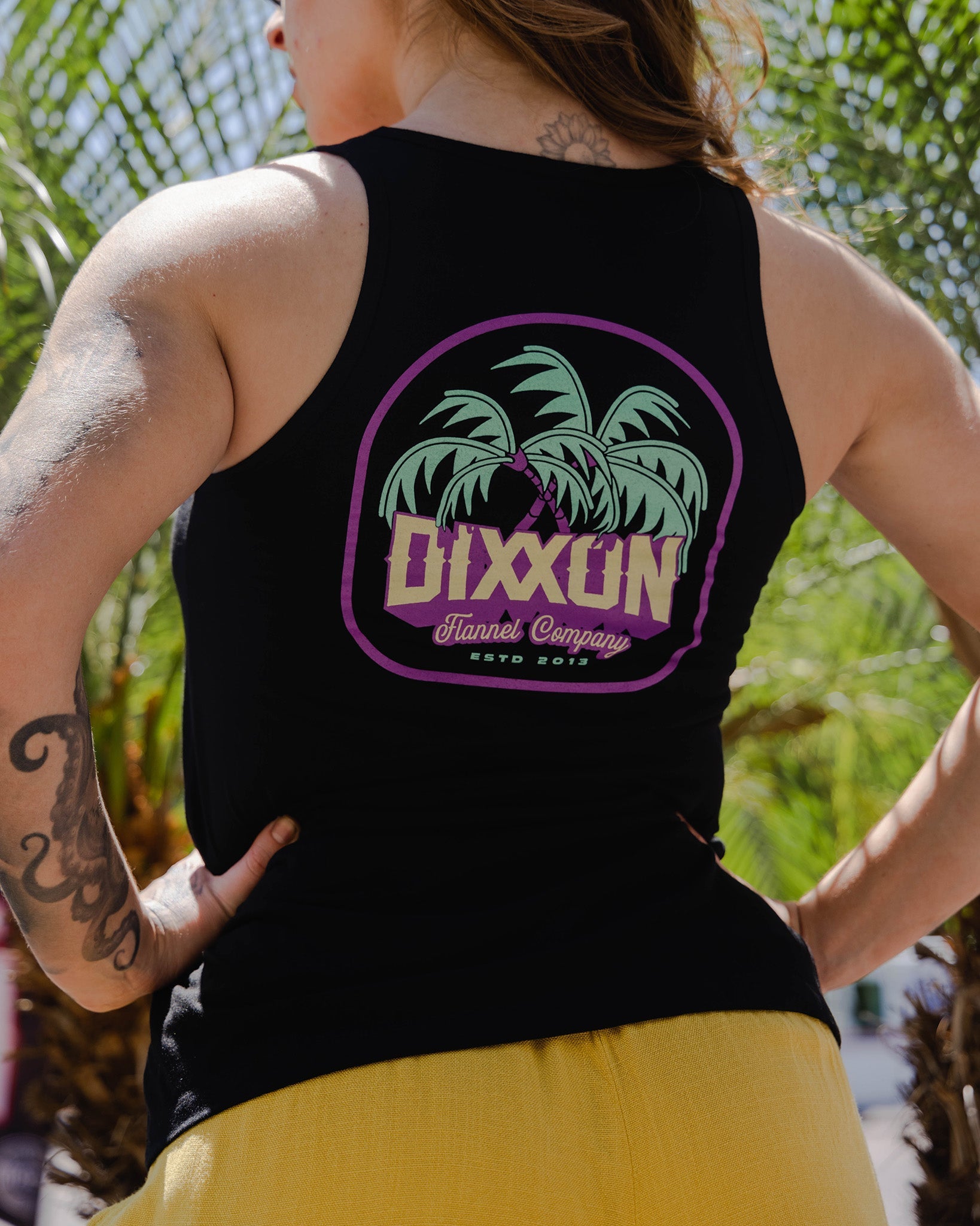 Women's Pink Low Hanging Flowy Tank - Black - Dixxon Flannel Co.