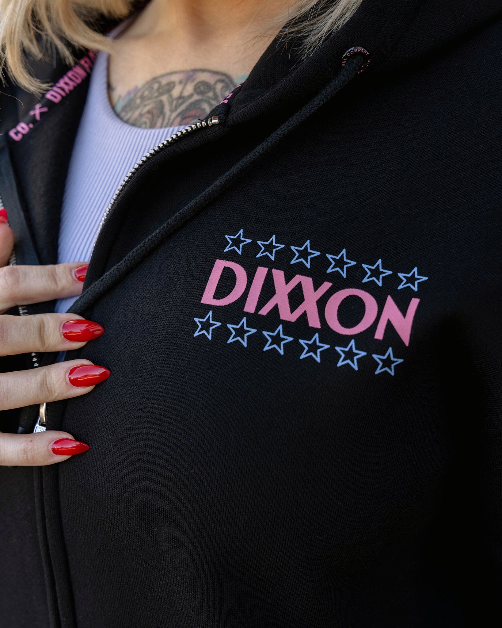 Women's Pink Plaid Palace Zip Up Hoodie - Black - Dixxon Flannel Co.