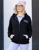 Women's Pink Plaid Palace Zip Up Hoodie - Black - Dixxon Flannel Co.