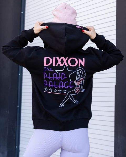 Women's Pink Plaid Palace Zip Up Hoodie - Black | Dixxon Flannel Co.