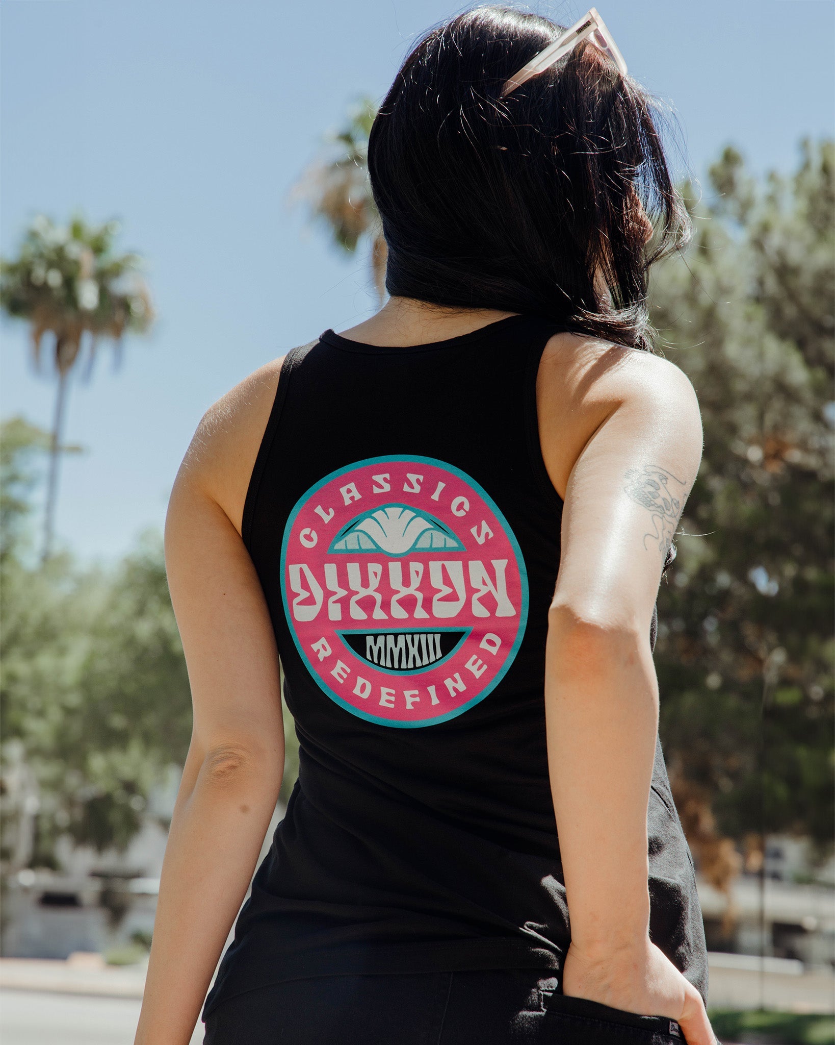 Dixxon Pink Sunbather Tank - Black: Shop Now