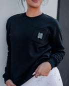 Women's Pocket Crewneck Sweatshirt - Black - Dixxon Flannel Co.