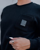 Women's Pocket Crewneck Sweatshirt - Black - Dixxon Flannel Co.