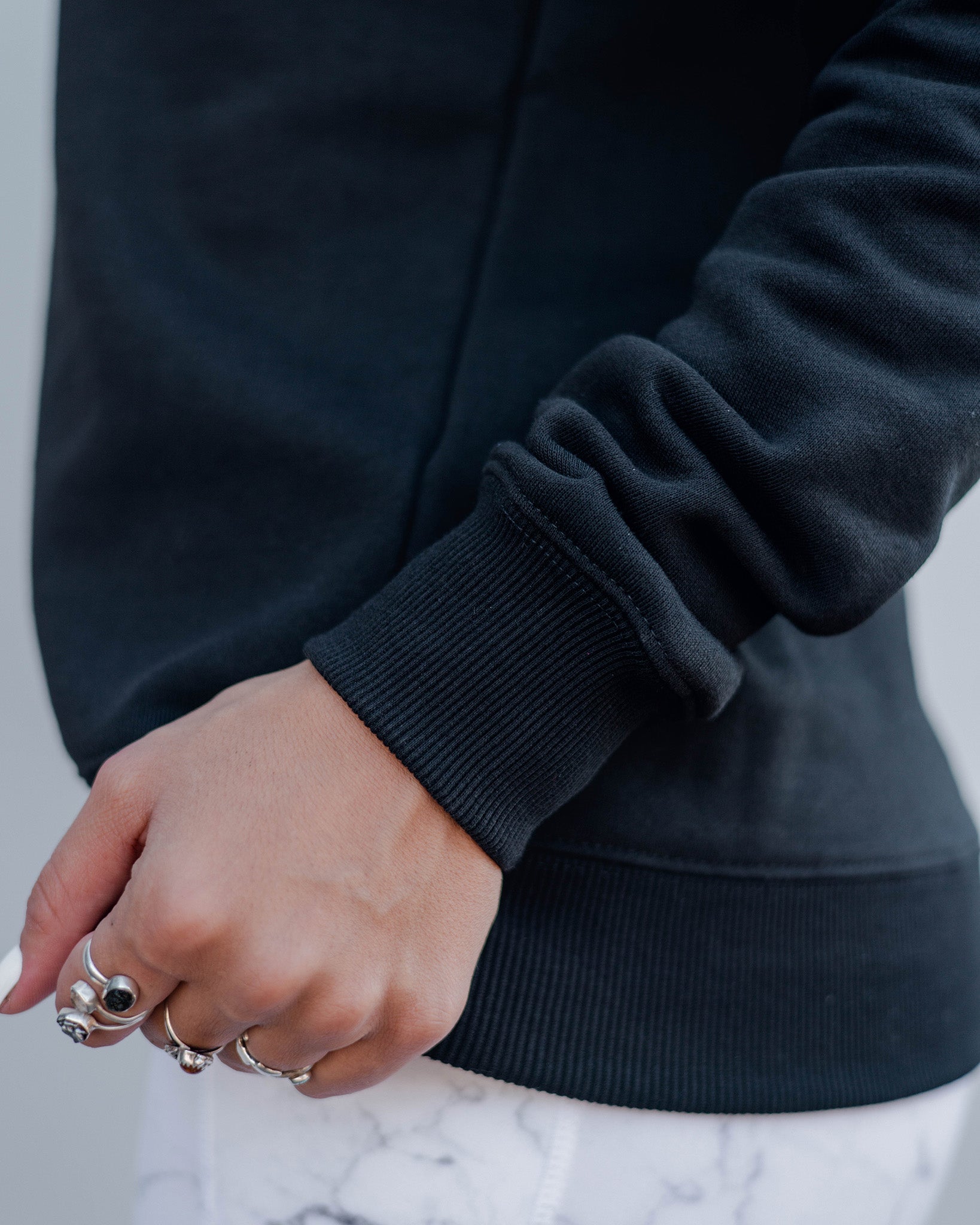 Women's Pocket Crewneck Sweatshirt - Black - Dixxon Flannel Co.