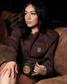 Women's Pocket Crewneck Sweatshirt - Brown - Dixxon Flannel Co.