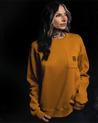 Women's Pocket Crewneck Sweatshirt - Camel - Dixxon Flannel Co.