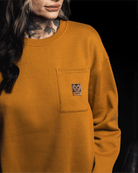 Women's Pocket Crewneck Sweatshirt - Camel - Dixxon Flannel Co.
