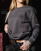 Women's Pocket Crewneck Sweatshirt - Heather Charcoal - Dixxon Flannel Co.