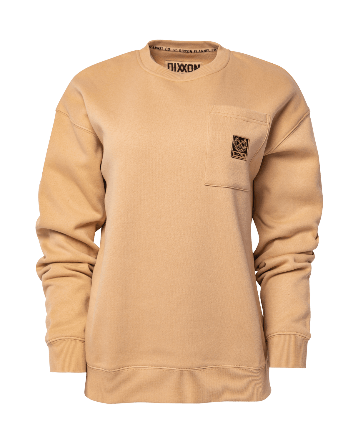 Women's Pocket Crewneck Sweatshirt - Khaki - view 2