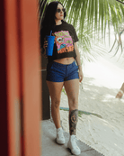 Women's Pray For Surf Crop Top - Black - Dixxon Flannel Co.